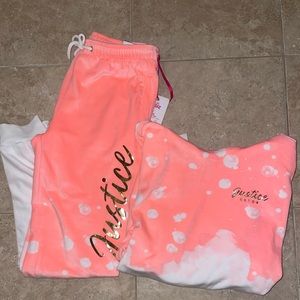 🧡Coral & White Velour Tracksuit - Sz 12-14🧡